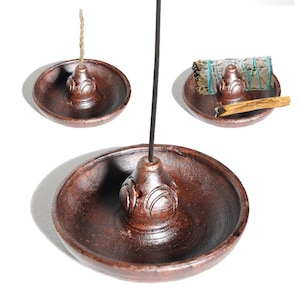 Round pottery incense burner Relax Gift I Incense Burner - Home Decor for Meditation & Relaxation, Terracotta Handmade Incense Burner