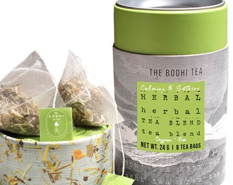 Bodhi Herbal Tea Blend with Camomile, Tulsi, Lemon Grass, Rosemary, Caffeine Free - Pyramid Tea Bags, 100% Organic Herbal Blend • Herbal Tea