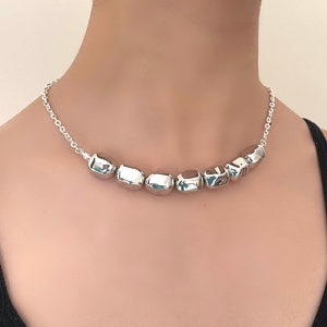 Baroque silver stone necklace