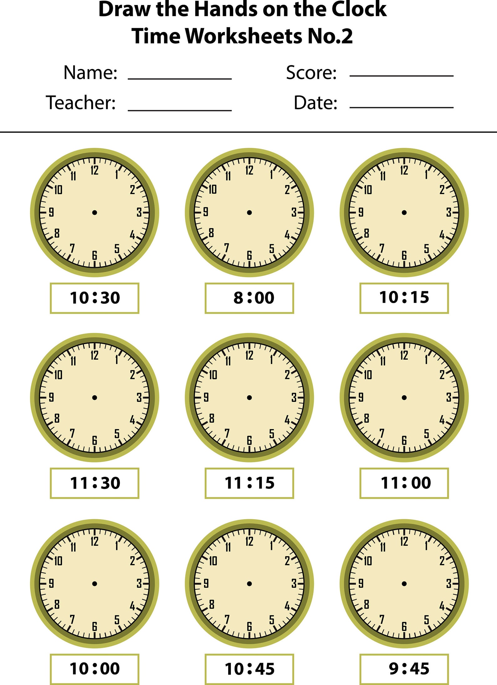 Analog Clock Time Worksheets Svg. Vector. 4 Work Sheets. 36 Etsy