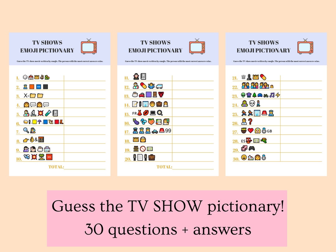 TV Shows EMOJI Quiz Answers Included Instant Download Etsy
