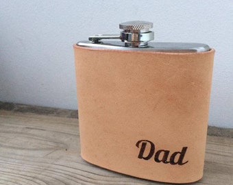 Hip Flask - 'Dad'|Fflasg Ledr 'Dad'