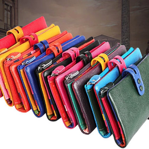 Rainbow Genuine Leather Wallet Purse For Women - Multicolour Purse Wallet -- Long length soft leather- All Colours back in stock!