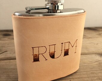 Hip Flask - 'Rum'|Fflasg Ledr 'Rum'