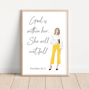 Christian Woman illustration Print Personalised Scripture Bible verse Typography Print Home Decor | Wall art | Gifts  Girl boss Office print