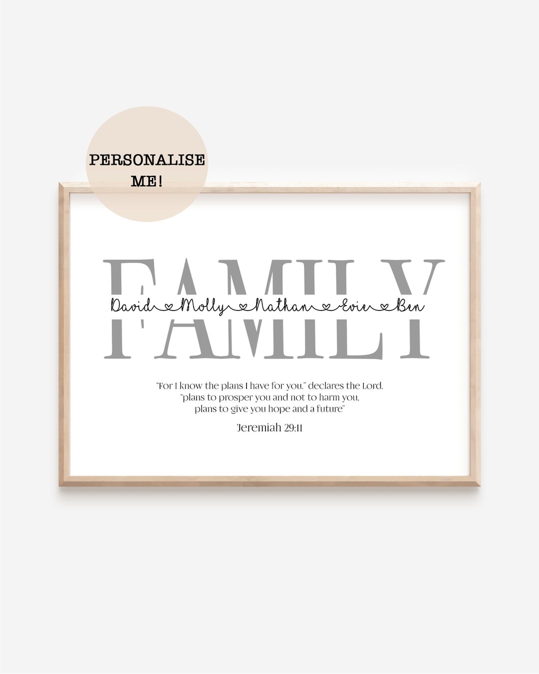 Family Names Christian Print Personalised Scripture Bible Verse Print ...