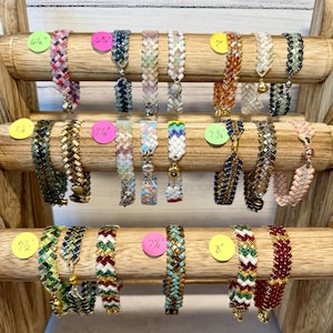 1/2” Wide Half Tila Bead Herringbone Bracelets