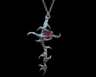 日本未入荷 666999 - Thorns x Extra large cyber Cross Choker New Gothic Punk Cross Barbed Thorns Pendant Chain Choker