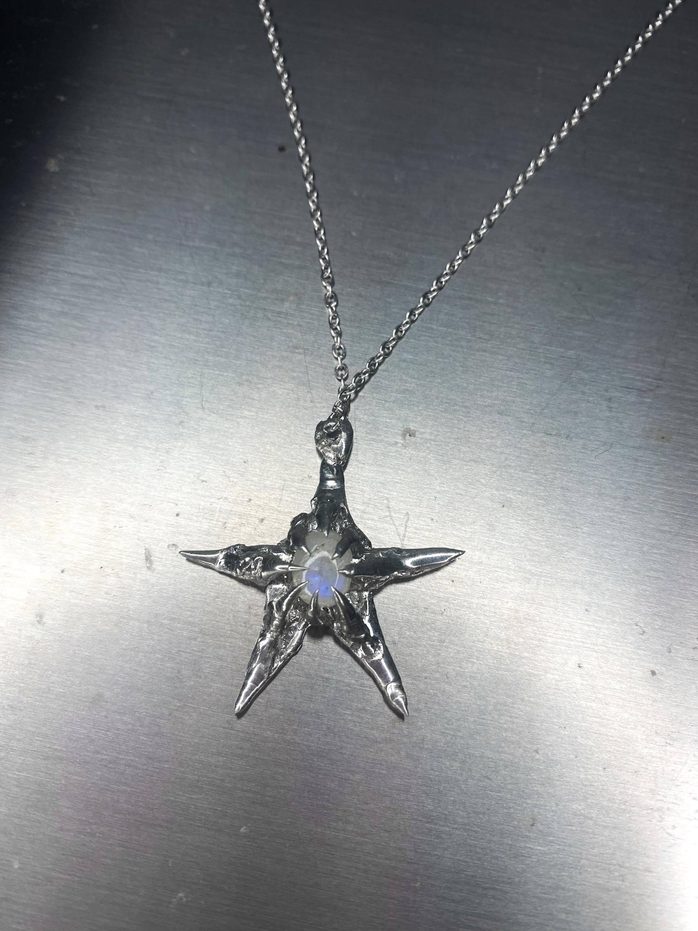 Spiky Metal Chrome Irregular Necklace Spiky Sigil Liquid Metal 