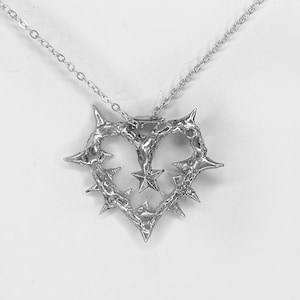 Spiky Cybersigilsm Thorn Sigil Necklace Statement Necklace  Liquid Metal Cybercore Cyber Necklace Spiky Futuristic Grunge Whimsigoth