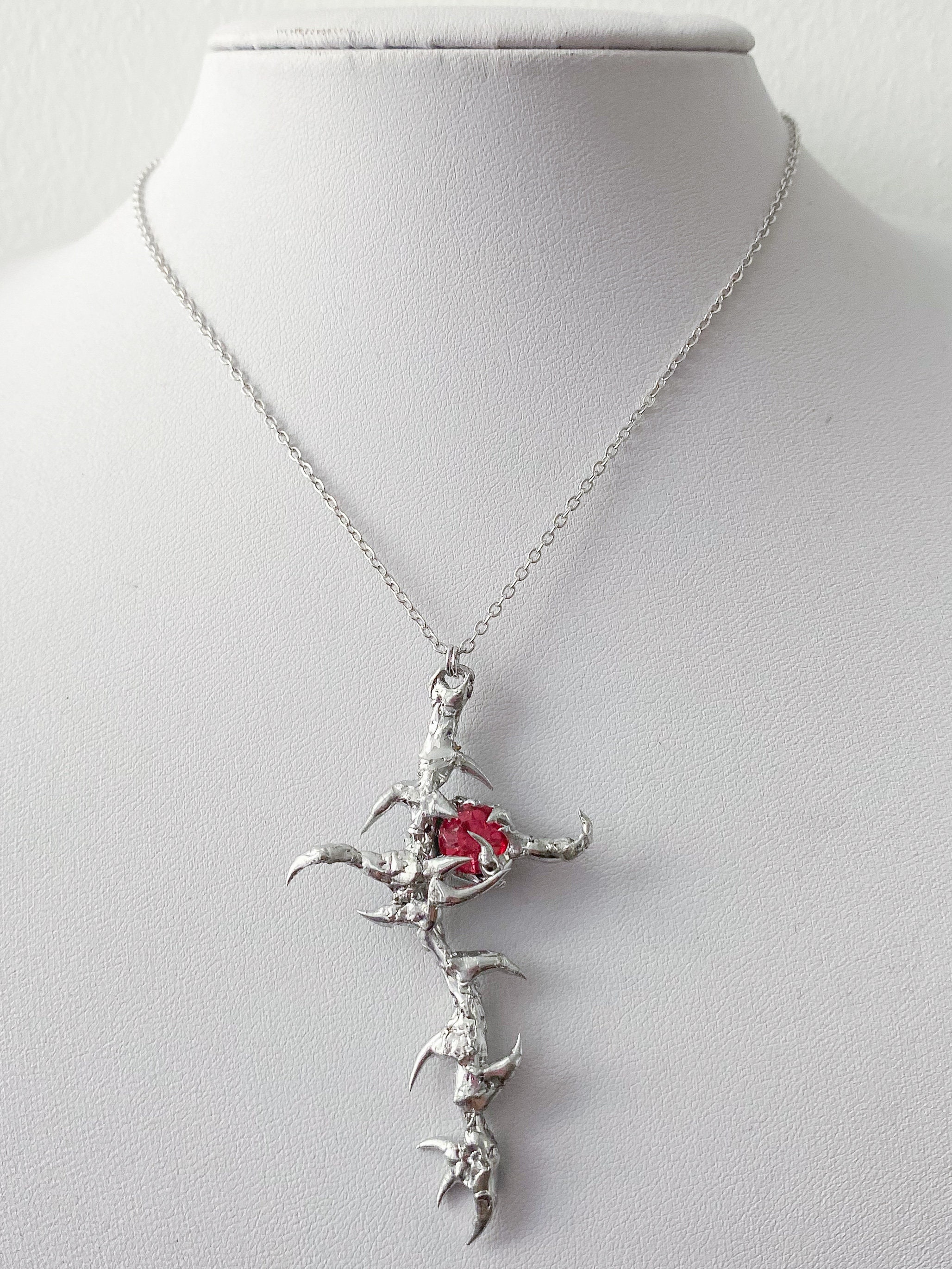 Cyber Cross With Spikes Spiky Cybercore Necklace Futuristic