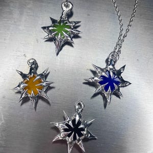Spiky Cybersigilsm Thorn Sigil Necklace Statement Necklace  Liquid Metal Cybercore Cyber Necklace Spiky Futuristic Grunge Whimsigoth