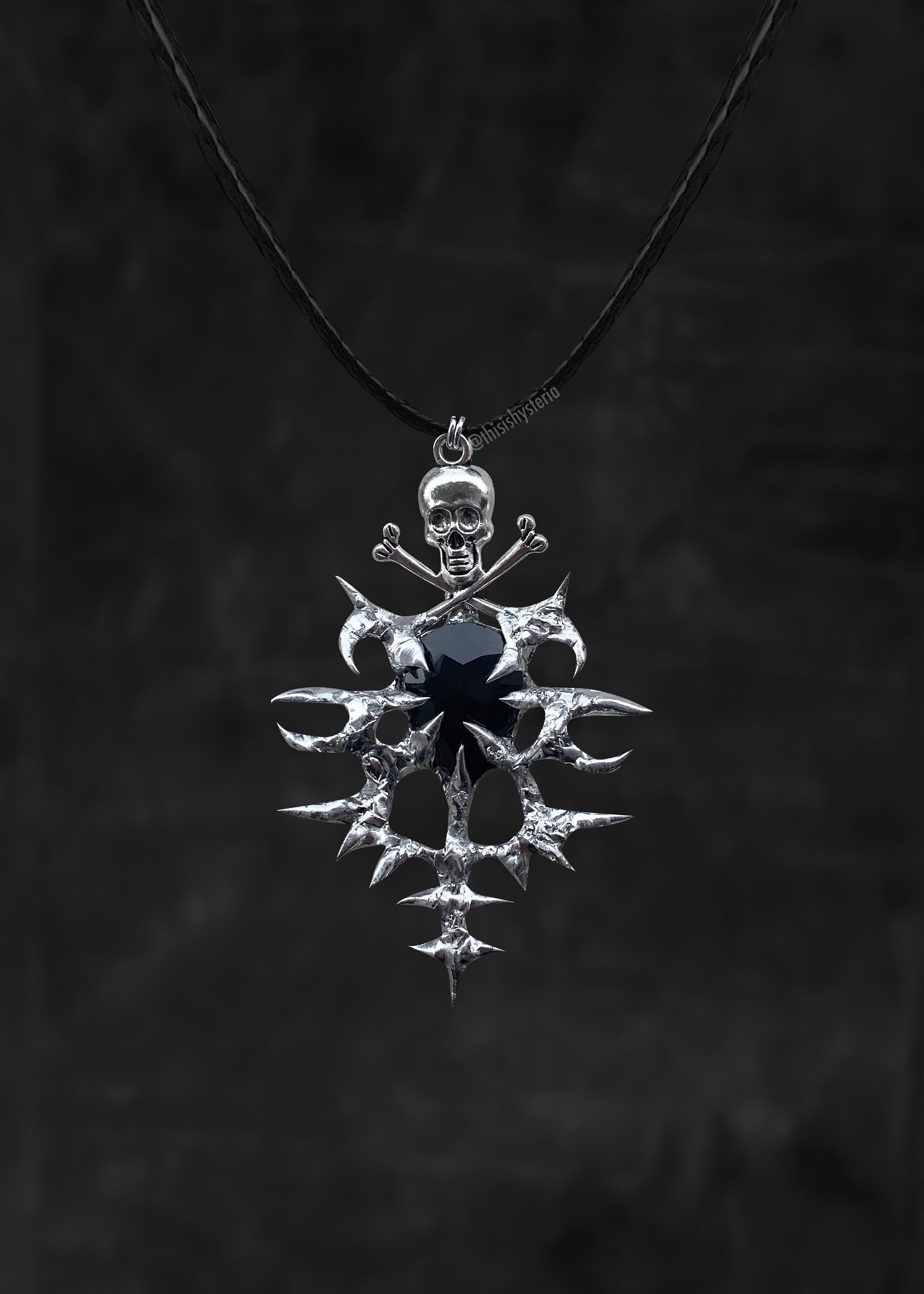 Spiky Cybersigilsm Brutalist Skull Sigil Necklace Statement Spiky Cybersigilsm Brutalist Skull Sigil Necklace Statement