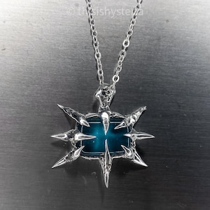 Spiky Cybersigilsm Thorn Sigil Necklace Statement Necklace  Liquid Metal Cybercore Cyber Necklace Spiky Futuristic Grunge Whimsigoth