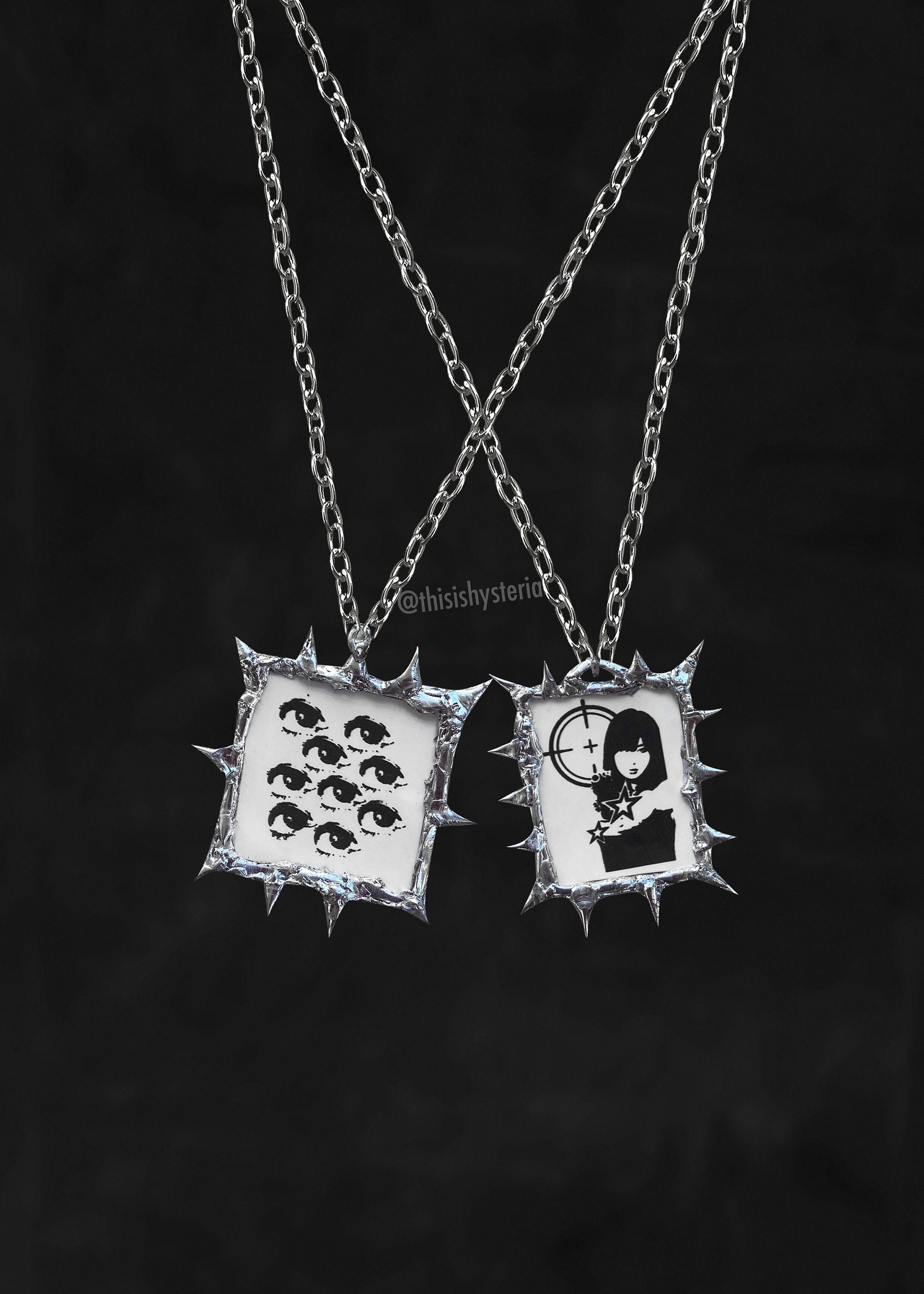 Cybercore Spiky Cyber Girl Necklace Chrome Liquid Metal