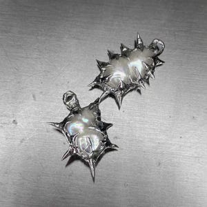Spiky Freshwater Pearl Baroque Thorn  Necklace Statement Necklace  Liquid Metal Cybercore Cyber Necklace  Futuristic Grunge