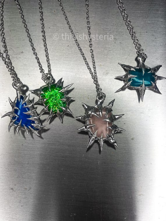 Spiky Cybersigilsm Thorn Sigil Necklace Statement Necklace Liquid