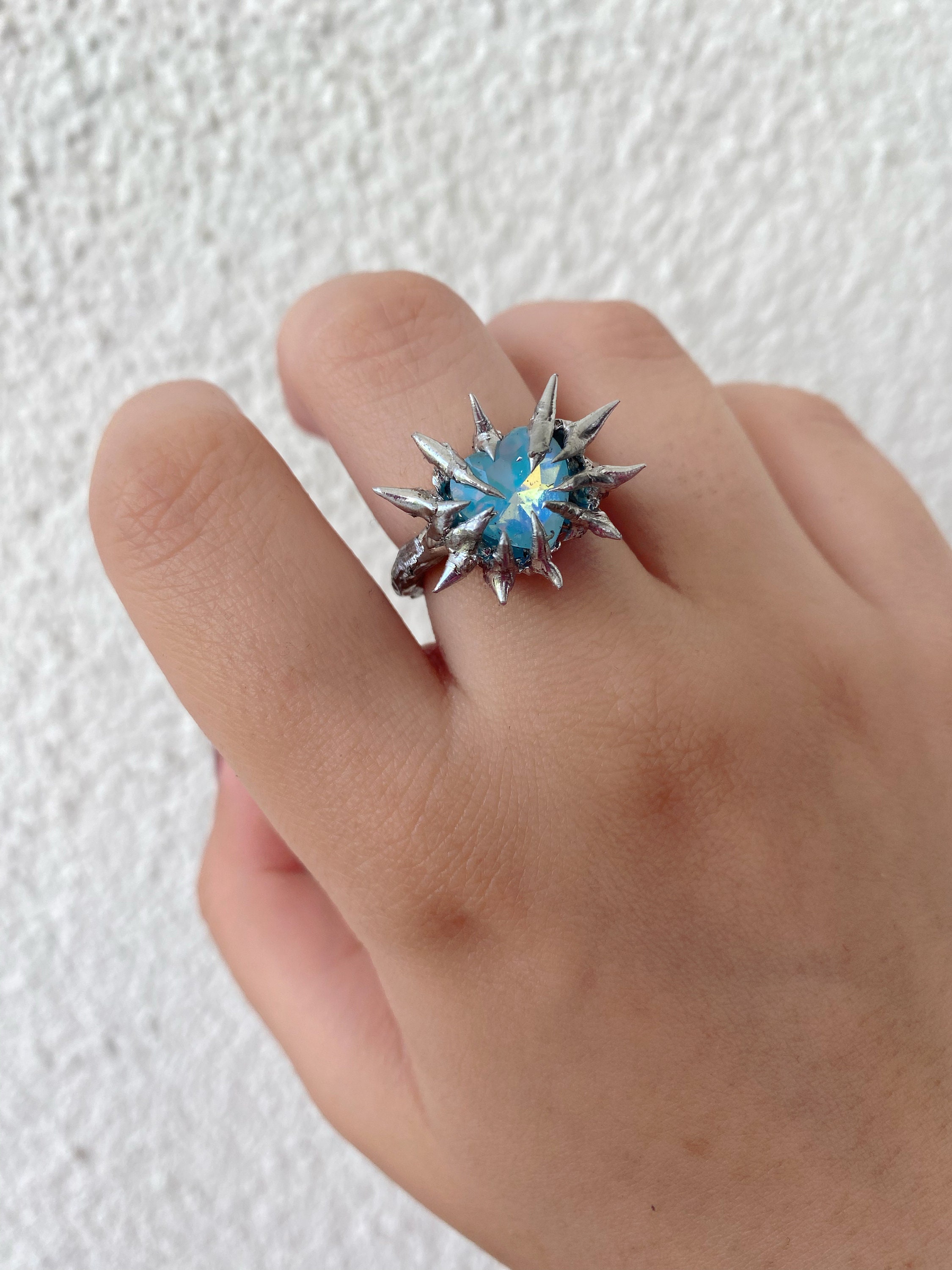 Spiky Heart Rings Chunky Rings Statement Jewelry Cybercore