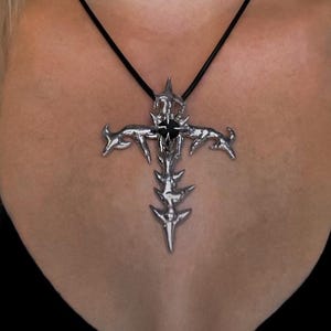 Spiky Cybersigilsm Thorn Sigil Necklace Statement Necklace  Liquid Metal Cybercore Cyber Necklace Spiky Futuristic Grunge Whimsigoth