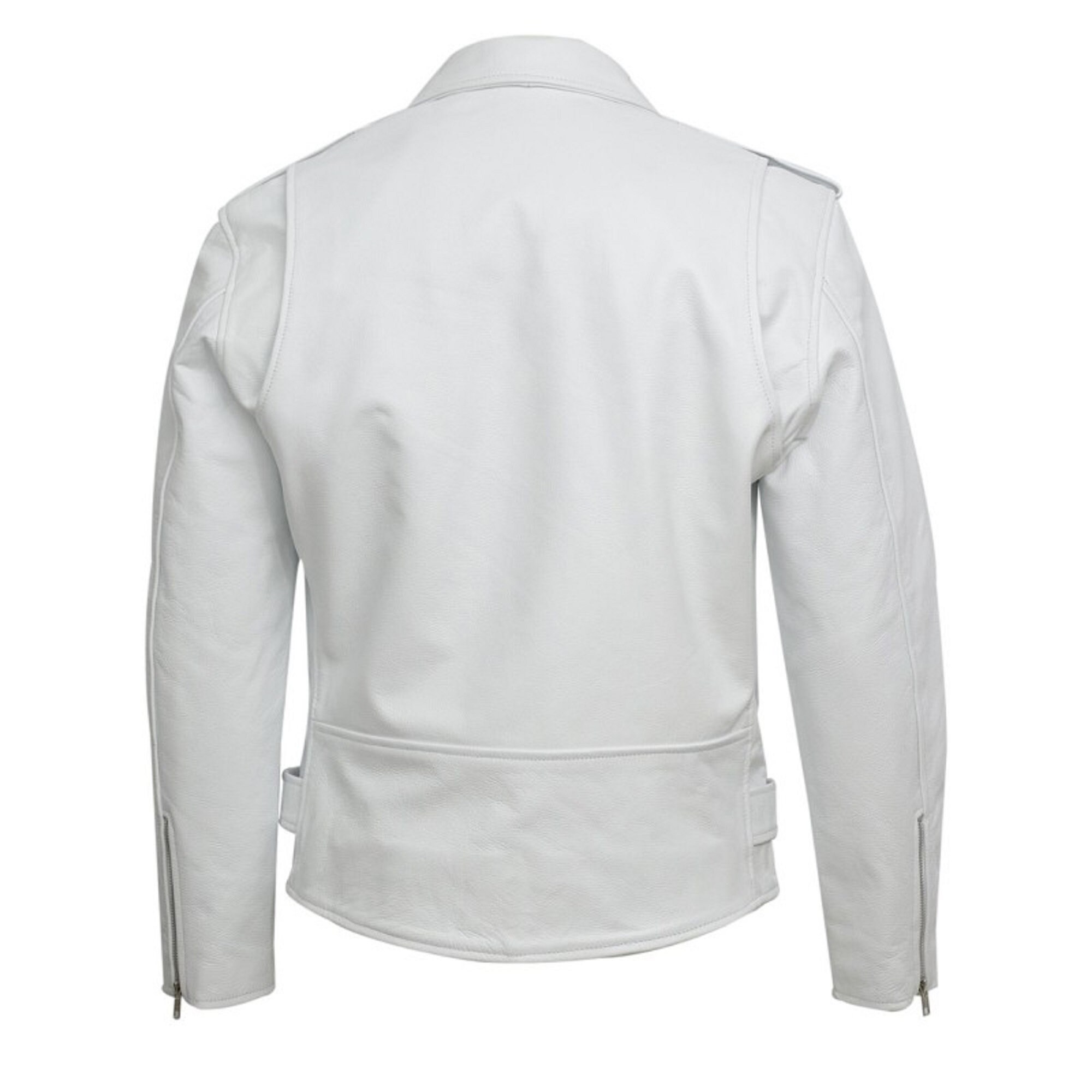 White Men Genuine Cow Leather Jacket Mens Handmade Bikers Etsy