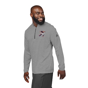 Adidas Quarter Zip Pullover: Gesticktes Tanzdesign, UPF 50+ Athletikschicht