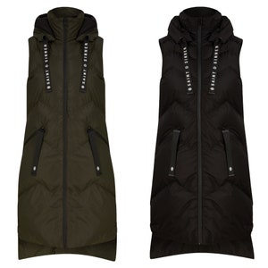 Ladies long black gilet Clearance
