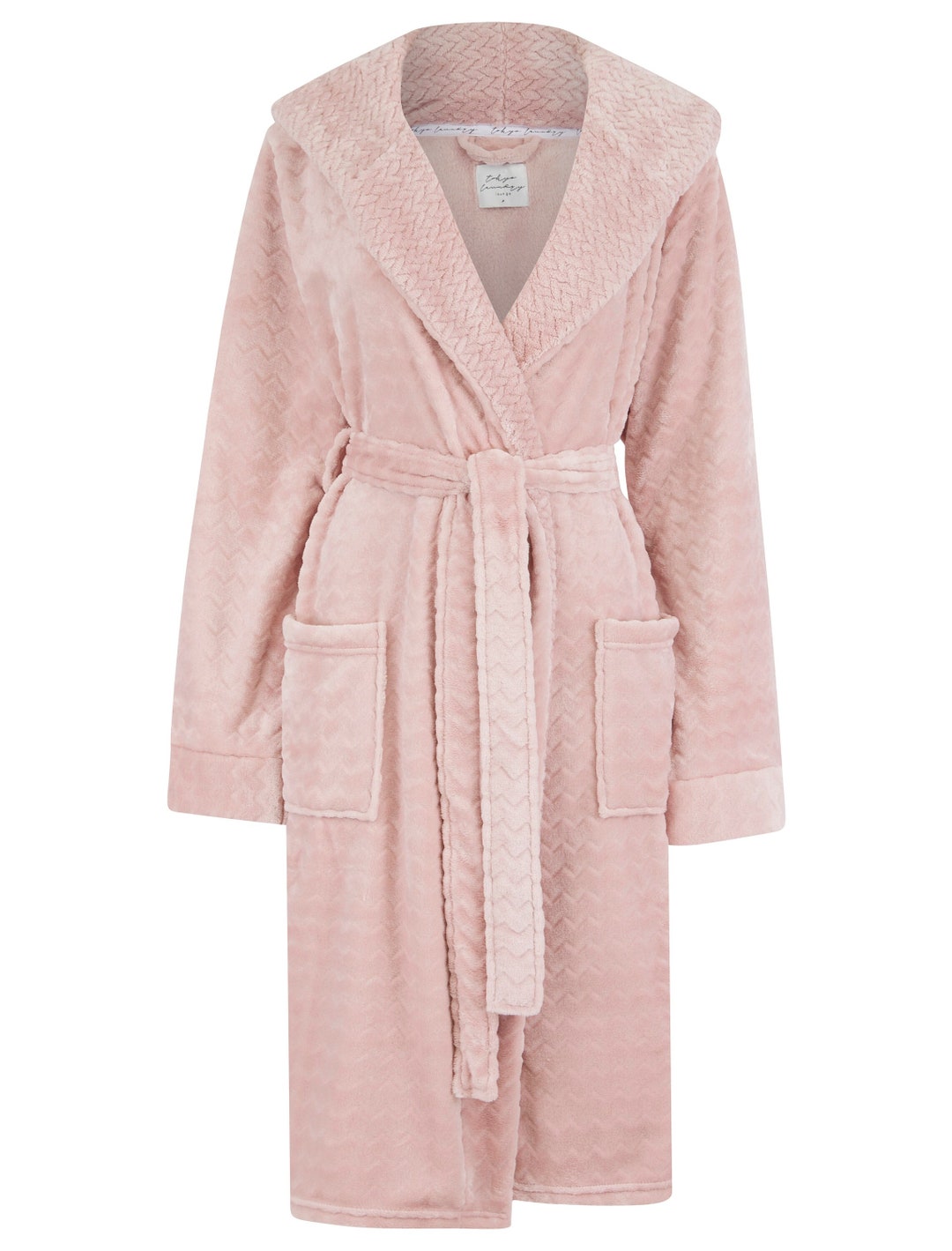 Women's Ladies Soft Luxurious Fluffy Fleece Pink Dressing Gown Hooded