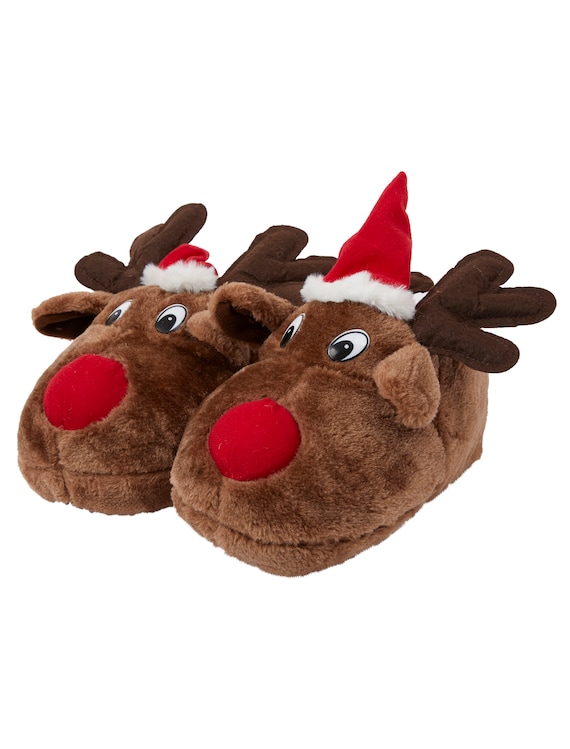 Womens Ladies Christmas Novelty Slippers Reindeer Furry Cozy Etsy UK