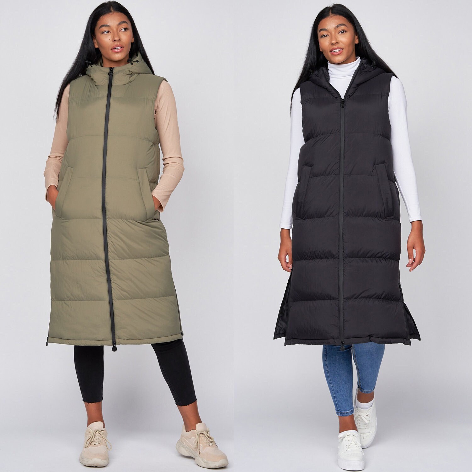 sleeveless down vest long