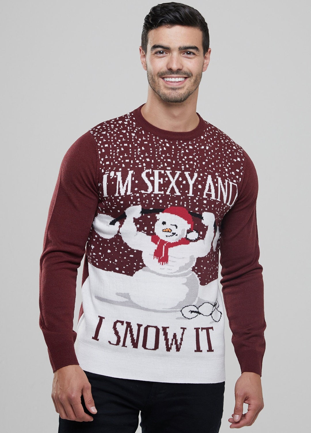 Men's Christmas Novelty Jumper Funny Snowman Knitted Etsy UK