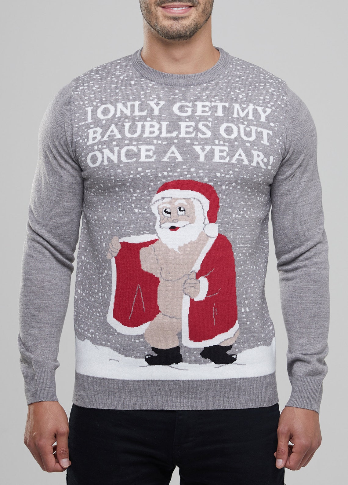 Men's Christmas Novelty Jumper Funny Rude Santa Knitted Etsy UK