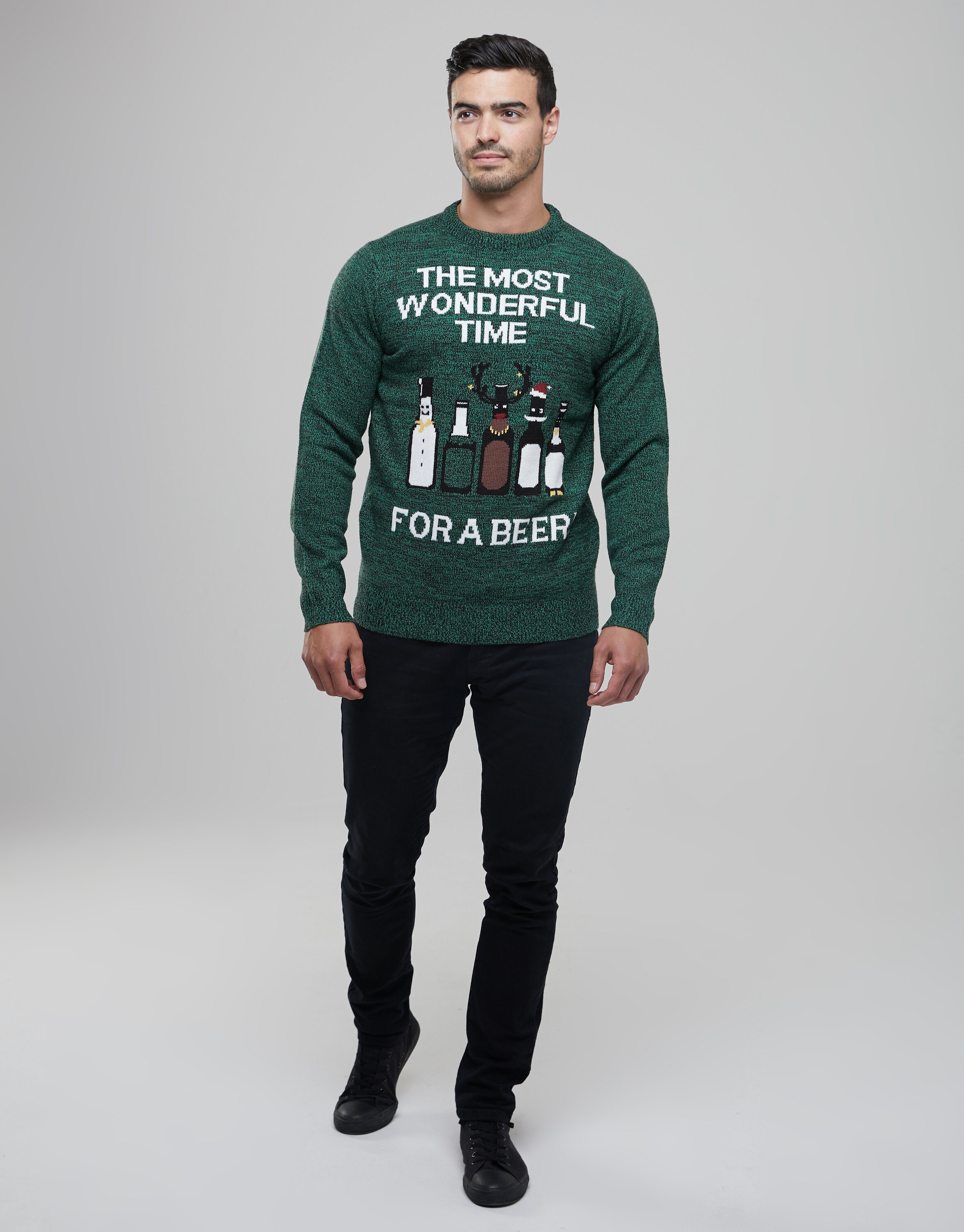 Men's Christmas Novelty Jumper Funny Knitted Green Xmas Sweater Etsy UK