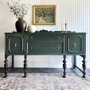 SOLD! Buffet, Antique Victorian Buffet, Entryway Console, Jacobean Buffet Vintage Sideboard, Transitional Credenza, Farmhouse Dresser