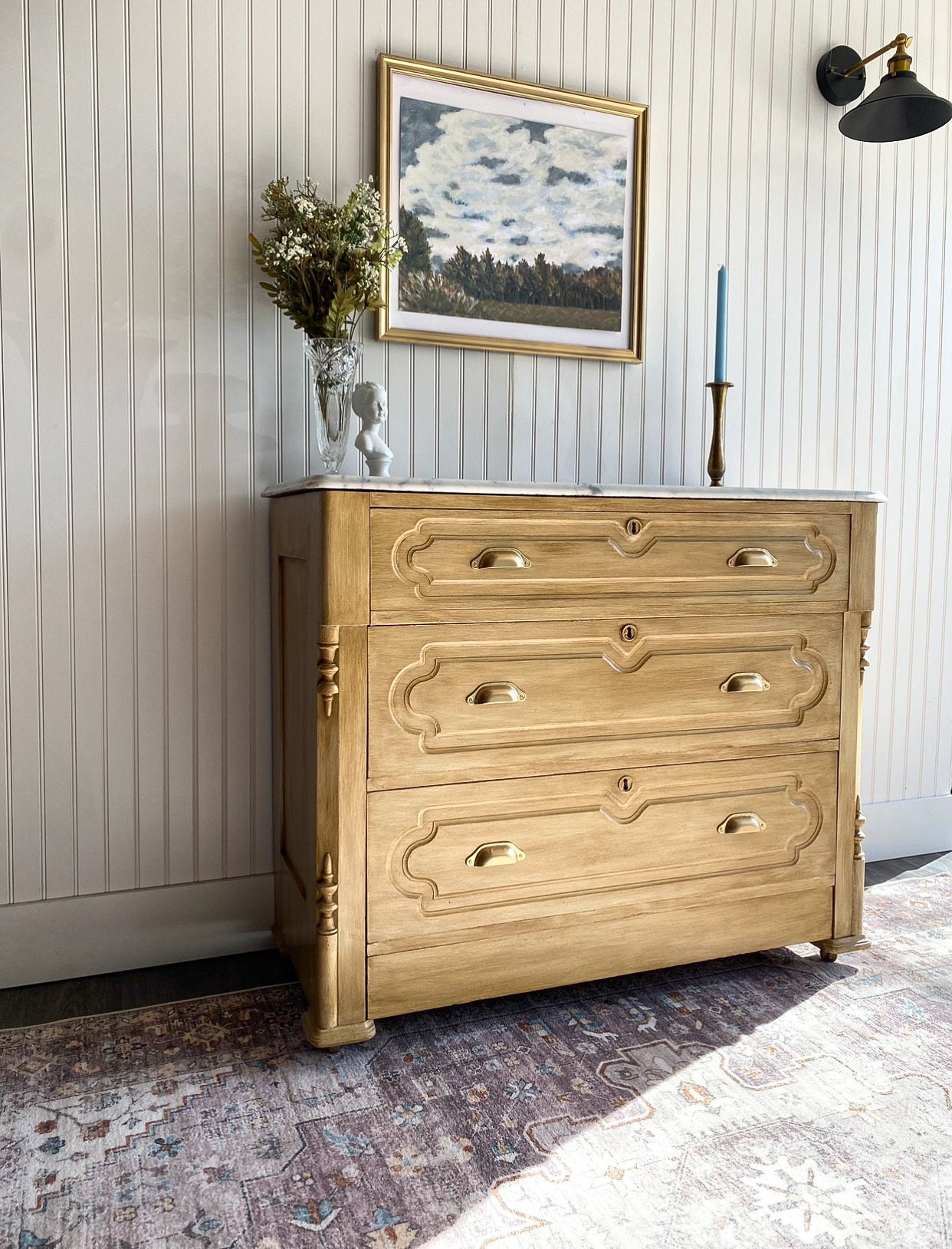 SOLD! Pine Dresser, Vintage Dresser Raw Wood Antique Marble, Nursery ...