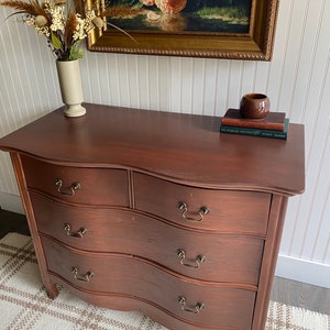 Vintage Dresser, Walnut Dresser, Antique Dresser, Entryway Console, Nursery Dresser, Modern Farmhouse Nursery Furniture, Walnut Chest nursery chest nursery decor nursery inspo vintage nursery custom furniture dresser makeover refinished dresser  solid wood furniture