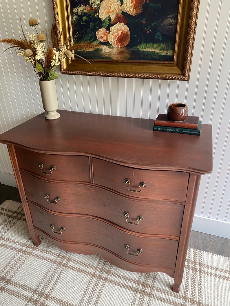 Vintage Dresser, Walnut Dresser, Antique Dresser, Entryway Console, Nursery Dresser, Modern Farmhouse Nursery Furniture, Walnut Chest nursery chest nursery decor nursery inspo vintage nursery custom furniture dresser makeover refinished dresser  solid wood furniture
