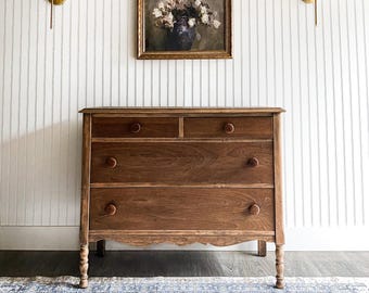 SOLD! Antique Wooden Dresser, Rustic Farmhouse Chest of Drawers, Nursery Dresser, Raw Wood Bedroom Dresser, Wood Bathroom Vanity