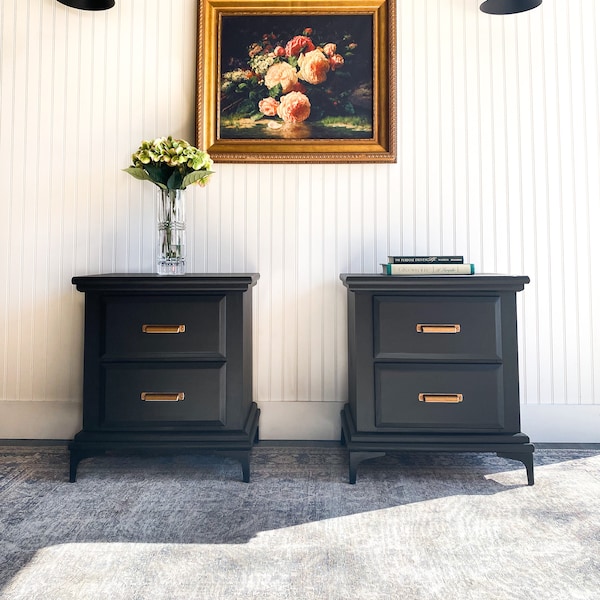 Black Night Stands With Drawers Bedroom - Etsy