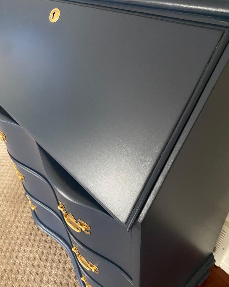 SOLD Vintage Antique Secretary Desk Secretary Hutch Serpentine Drawers