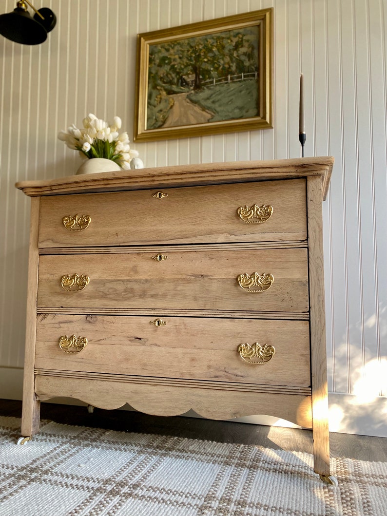 SOLD Vintage Wood Dresser, Raw Wood Dresser, Farmhouse Dresser