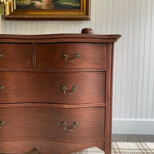 Vintage Dresser, Walnut Dresser, Antique Dresser, Entryway Console, Nursery Dresser, Modern Farmhouse Nursery Furniture, Walnut Chest nursery chest nursery decor nursery inspo vintage nursery custom furniture dresser makeover refinished dresser  brass handles brass hardware Victorian dresser