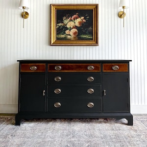 SOLD! Buffet Sideboard Credenza Antique Hepplewhite Buffet Black Dresser Modern Farmhouse Transitional Dining Room Entryway Console