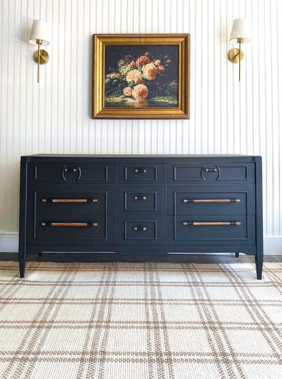 blue long dresser Luca 6-Drawer Storage Dresser