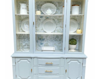 SOLD! Refinished Vintage Bassett Hutch, China Cabinet, Buffet, Display Case, Dresser, Grandmillennial Style