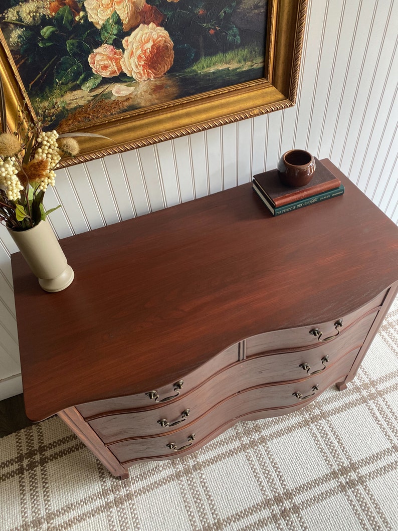 walnut dresser refurbished dresser vintage dresser wood furniture natural organic modern farmhouse coastal farmhouse home decor