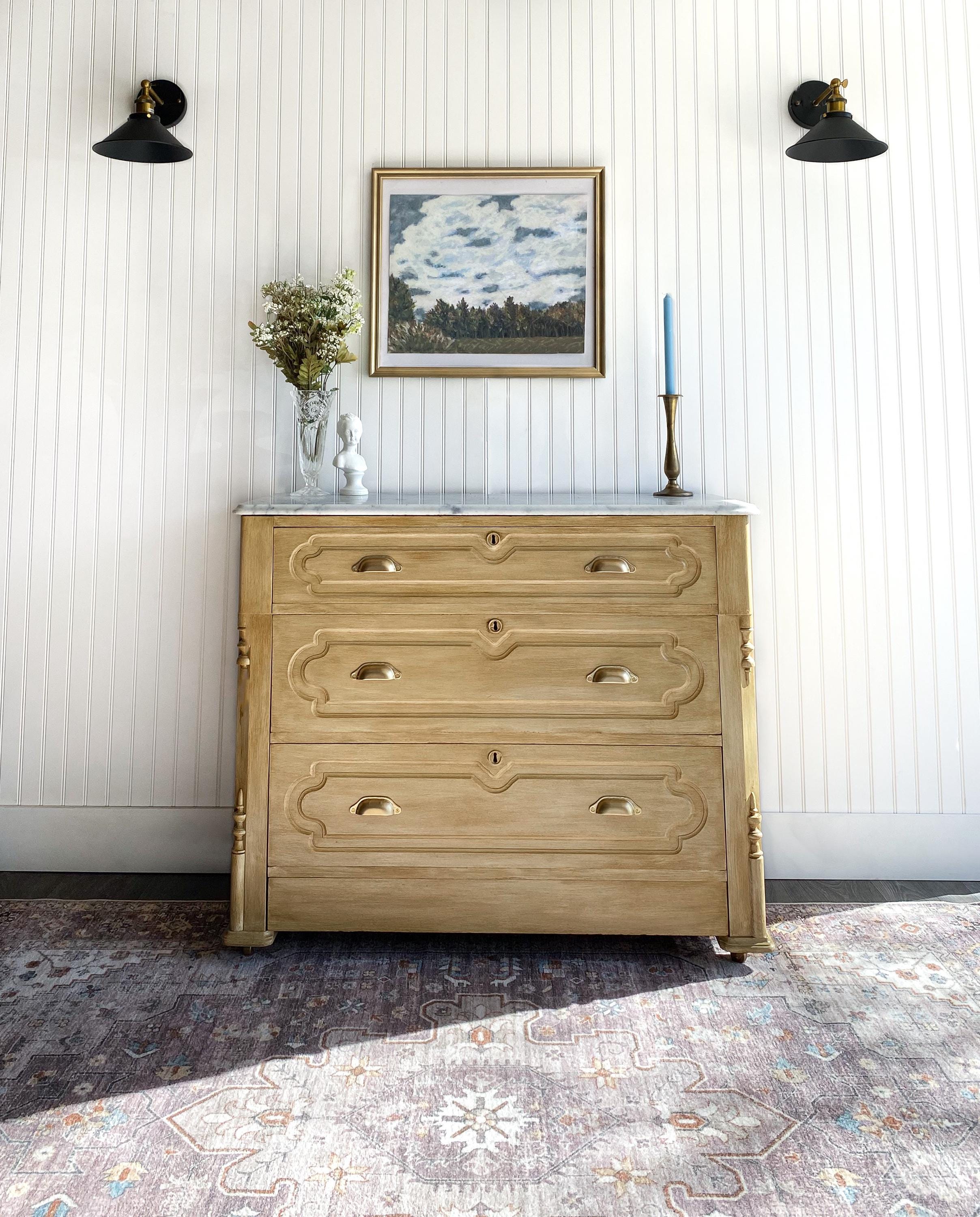 SOLD! Pine Dresser, Vintage Dresser Raw Wood Antique Marble, Nursery ...
