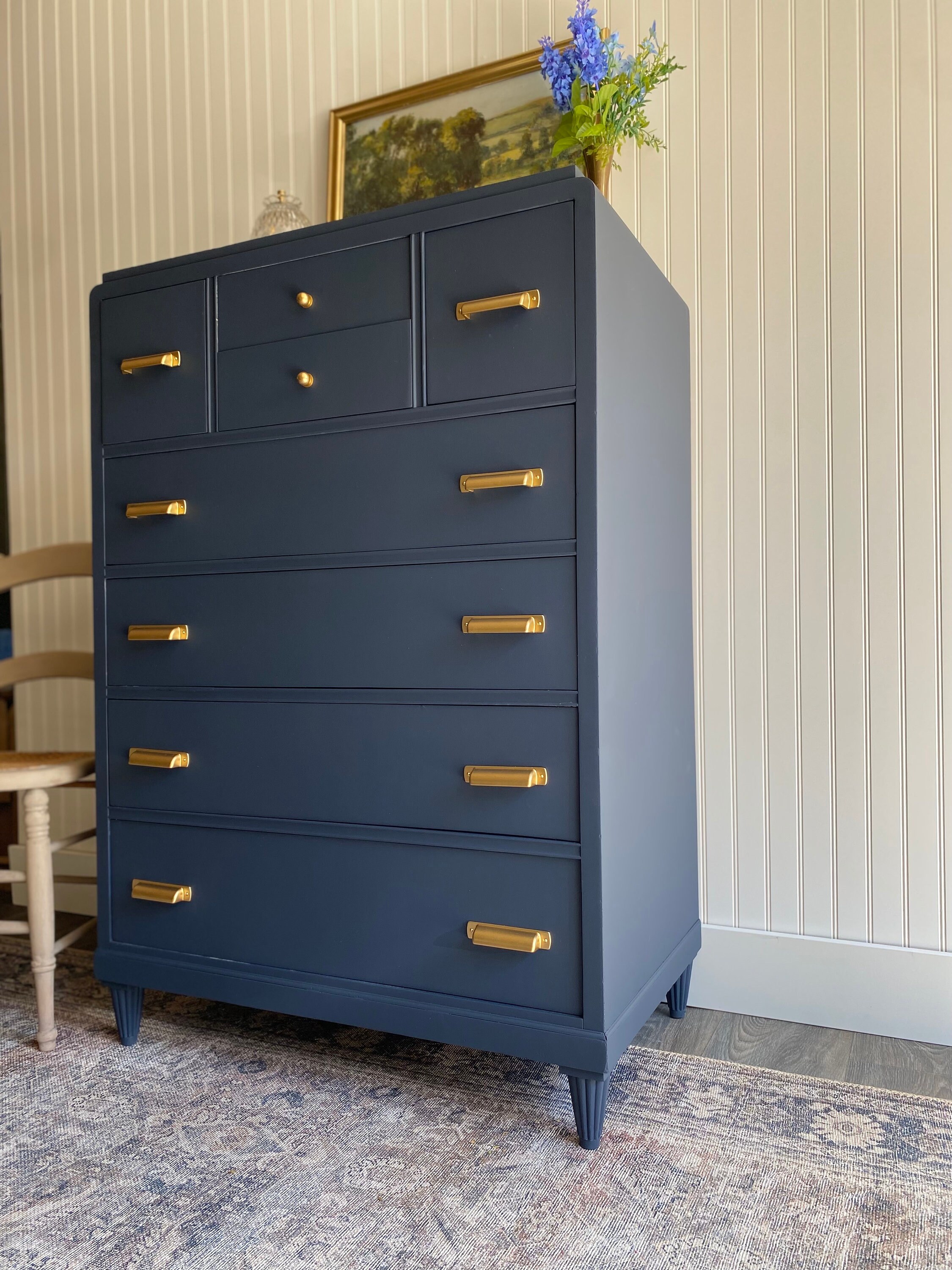 navy gold dresser Navy Blue and Bright Gold Dresser