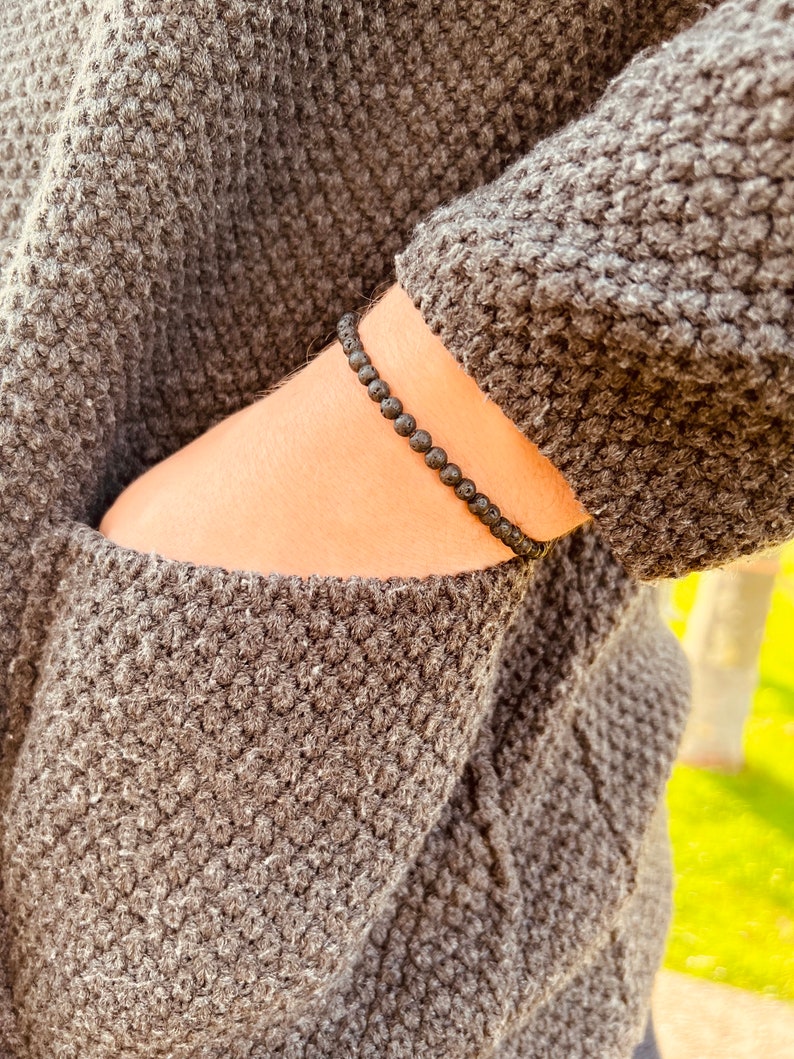 Lavastein Armband Lebensbaum - 6 Mm, Geflochtenes Seil, Chakren & Aromatherapie