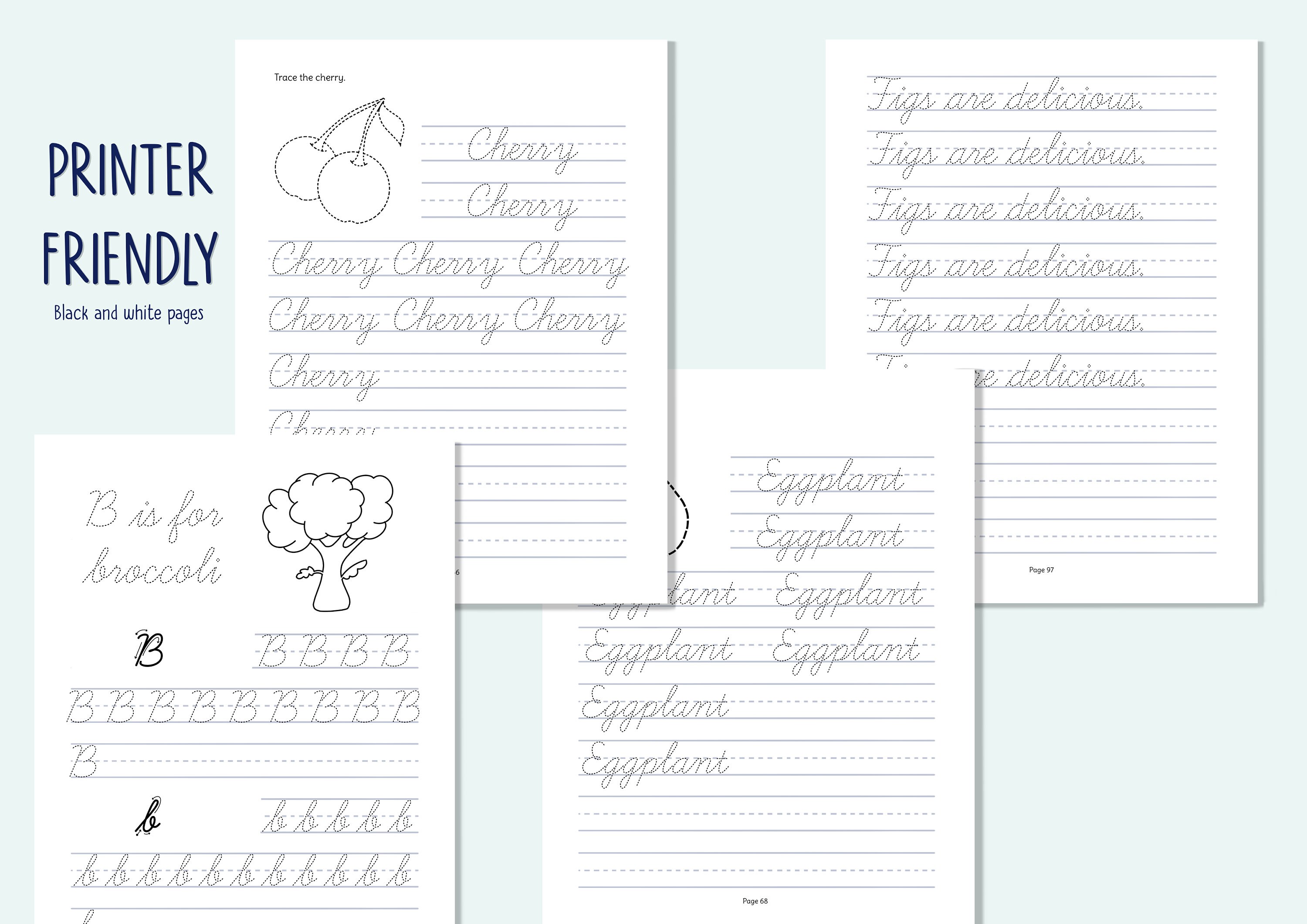 Cursive Handwriting Workbook for Kids Printable PDF | 100+ Page Cursive ...