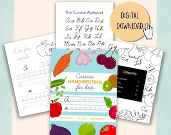 Cursive Handwriting Workbook for Kids Printable PDF | 100+ Page Cursive Writing Practice Sheets | Homeschool Handwriting Worksheets